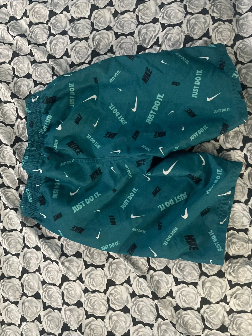 Nike Teal Green Boys' Swim Trunks with White Swoosh